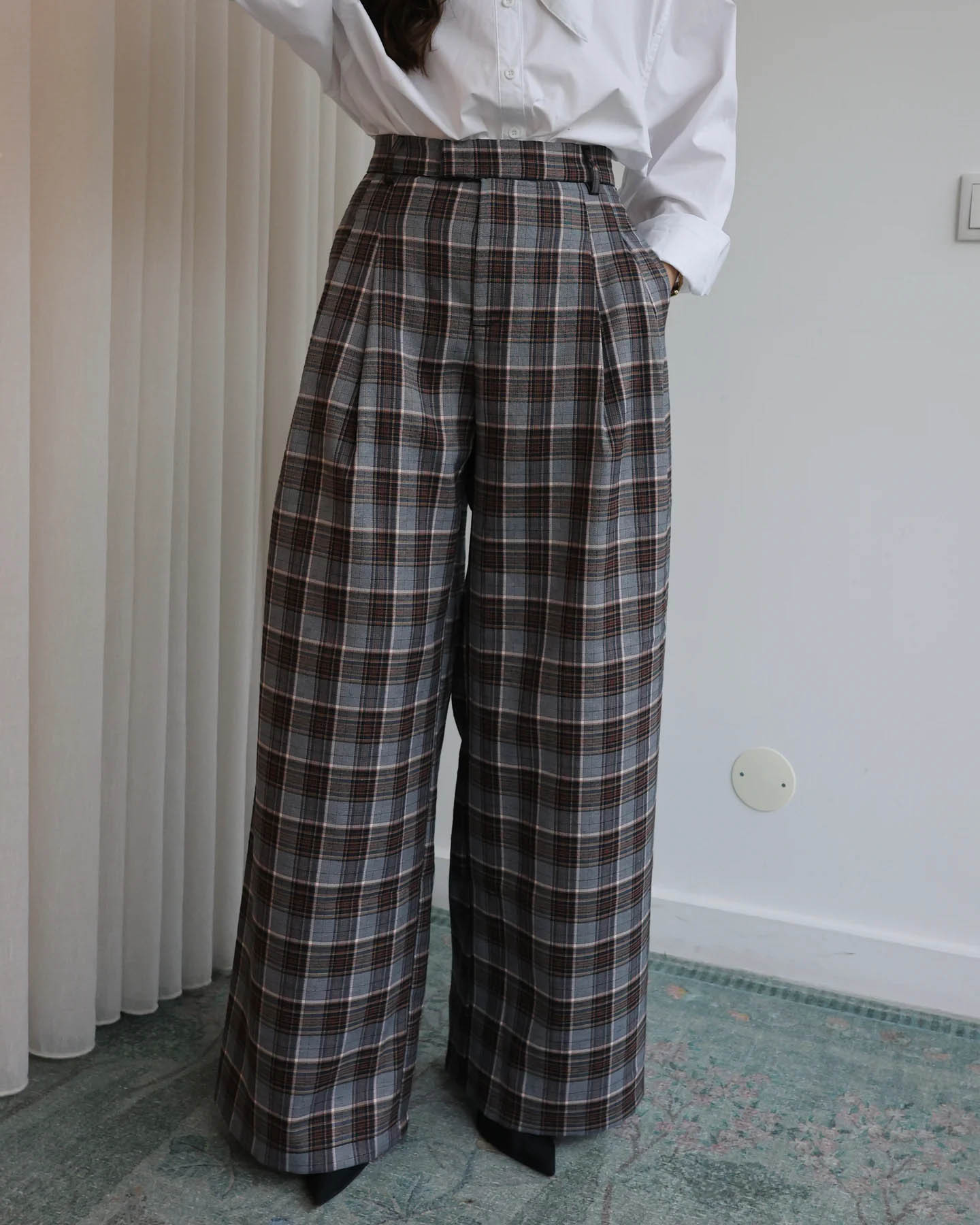 Comercio exterior de Europa y América ropa de mujer retrógrada pantalones de piernas anchas de cintura alta sueltos pantalones casuales rectos delgados británicos