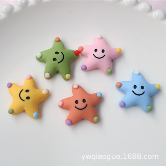 Cartoon starfish five-pointed star resin accessories cream glue mobile phone case headdress hair accessories refrigerator sticker diy accessories
