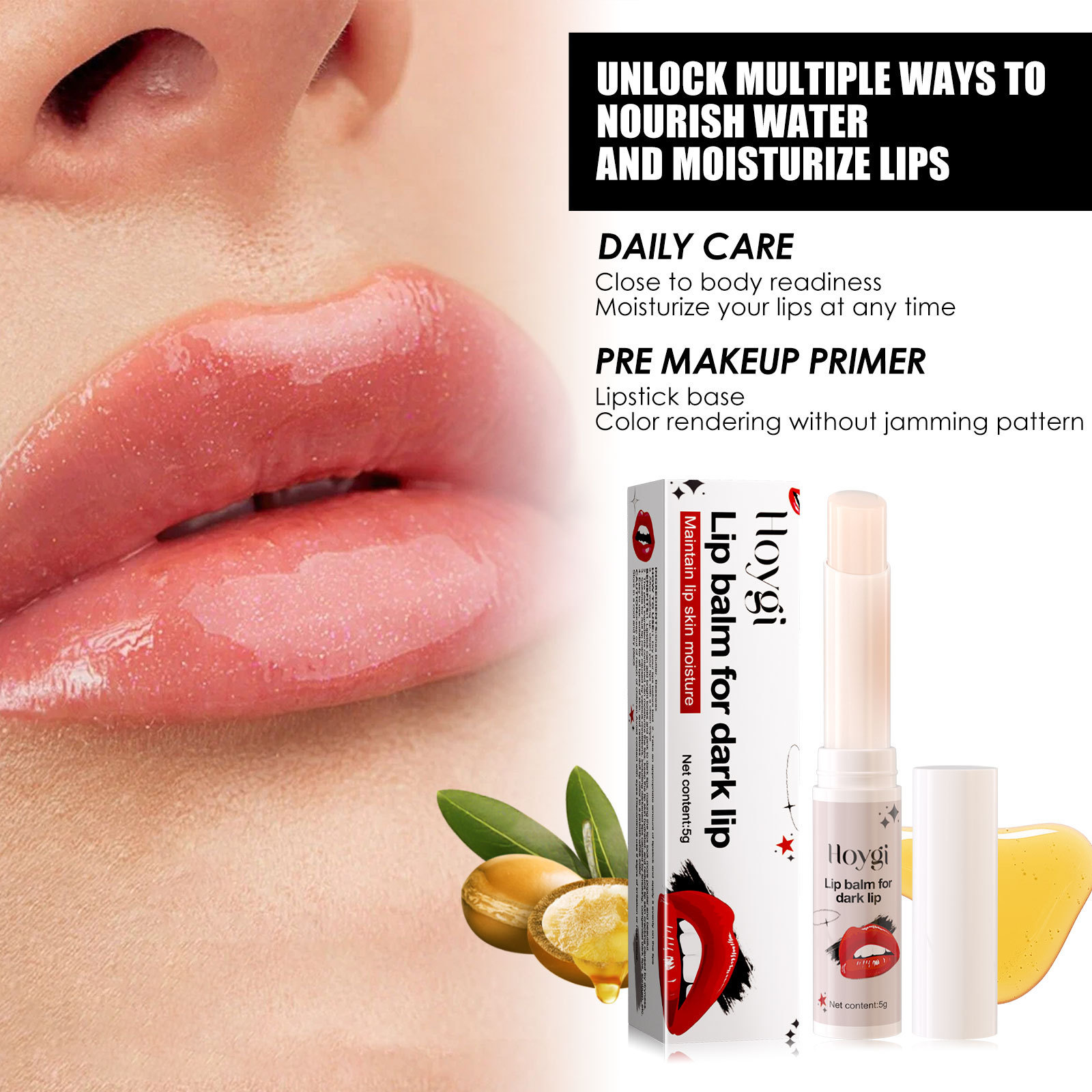 Rossetto Hoygi Fade Cura Anti screpolature della pelle morta Idratante e indebolente le linee delle labbra nere_voghion.com