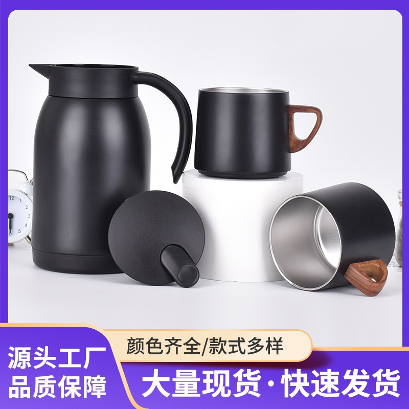 304 de acero inoxidable hogar olla térmica de gran capacidad portátil Oficina camping hervidor de agua doble ASA cafetera de vacío