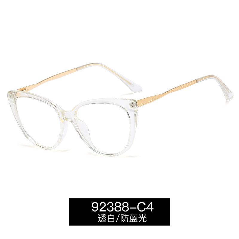 TR92388 metal primavera pierna gato marco anti-azul gafas de luz con gafas de miopía marco TR90 gafas lisas para las mujeres