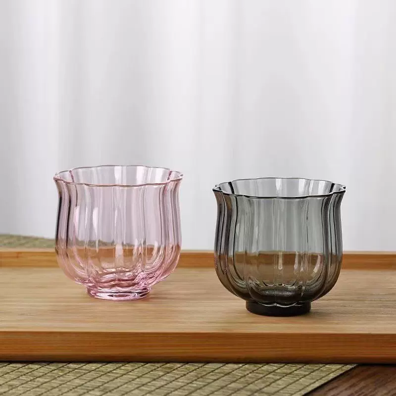 新款莲花玻璃品茶杯小茶杯高硼硅透明玻璃茶杯高档品茗杯工厂批发