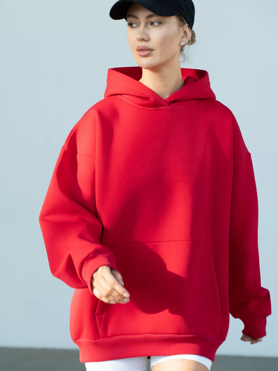 Women's Oversized Hooded Sweatshirt With Pockets And Long Sleeves_voghion.com