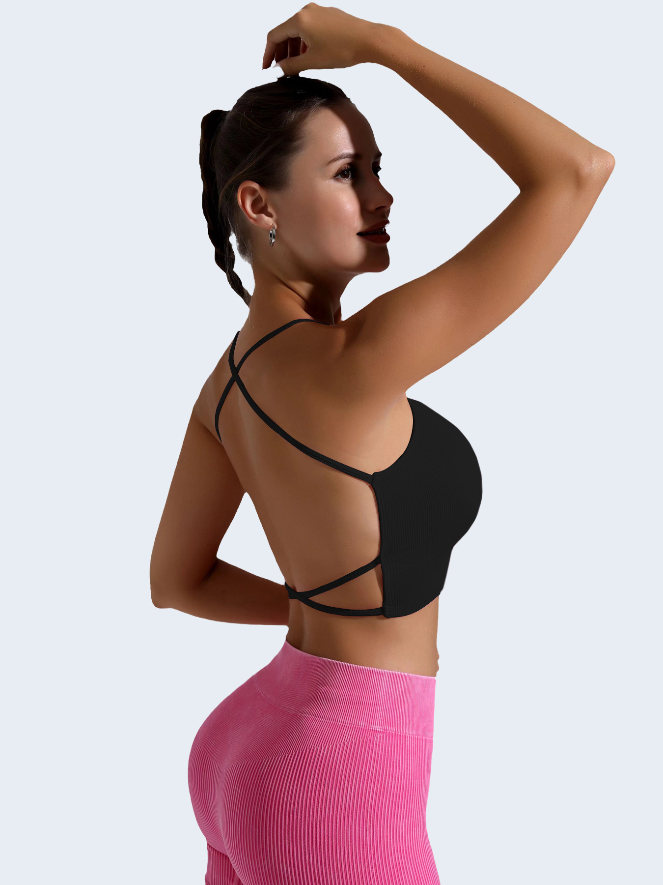 Breathable Yoga Sports Bra With Cross Back And Shock Absorption_voghion.com