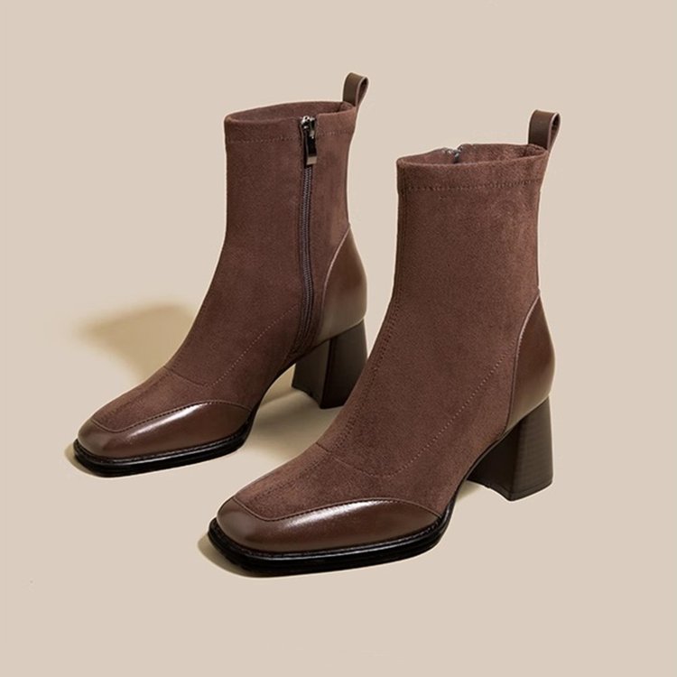Large size for children, 2024 and winter new style, thick high heels, slim boots, early autumn high-end feeling, stylish_voghion.com