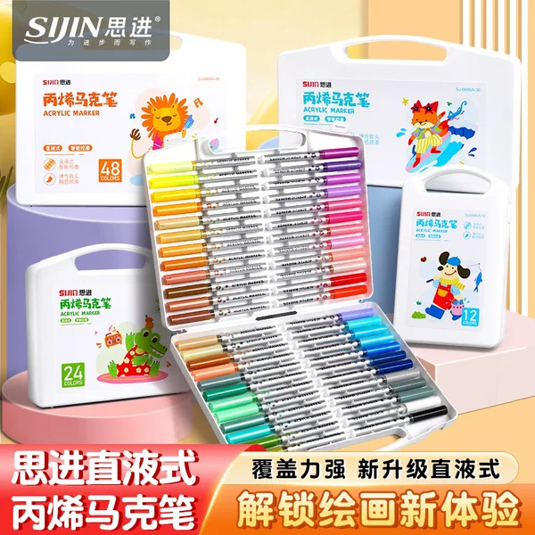 Double-Ended Acrylic Markers for Children, Opaque and Layerable, Acrylic Pens for Painting, DIY Watercolor Pens, Washable Markers