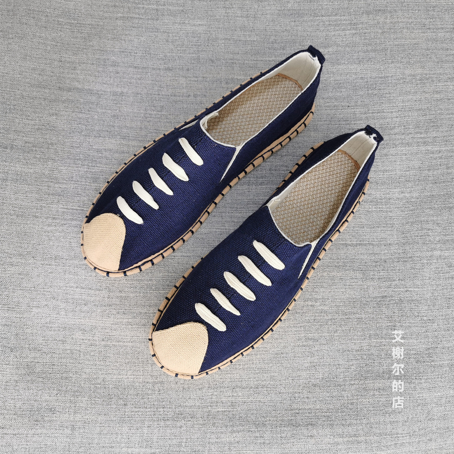 中國風老年麻鞋夏季透氣男士禪鞋牛筋軟底一腳蹬休閒老北京布鞋