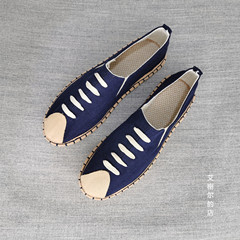 中國風老年麻鞋夏季透氣男士禪鞋牛筋軟底一腳蹬休閒老北京布鞋