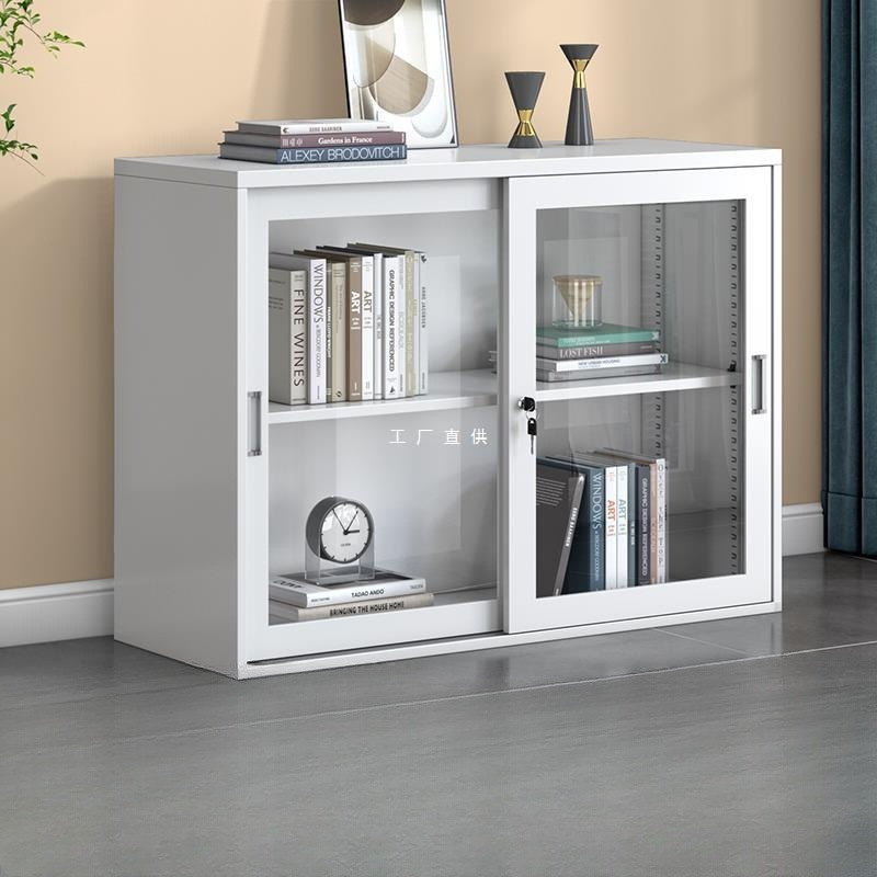 江苏省苏州市办公文件柜矮柜凭证资料柜铁皮柜玻璃带锁移门储物柜