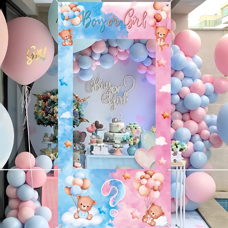 Gender Reveal Theme Photo Background Cloth Photo Background Cloth Party Decoration Hanging Flag Atmosphere Scene Layout Decoration