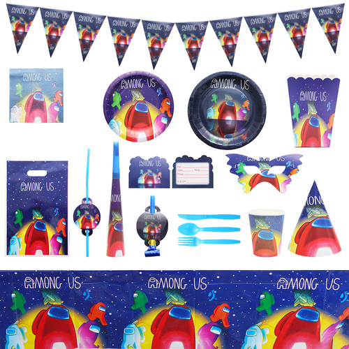 Space Werewolf amongus party decoration supplies game party children birthday tableware set paper plate factory