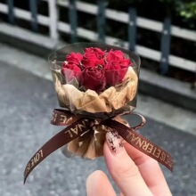 迷你口袋见面小花束玫瑰向日葵永生花仿真花伴手礼盒生日礼物装饰
