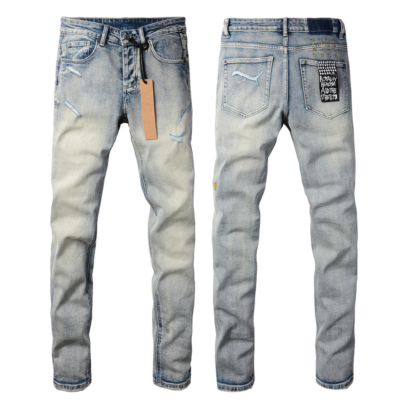 Foreign Trade Menjean American-Style Jeans for Men, Slim Fit, Trendy Brand, Ripped and Patched Ksubi Jeans 3009