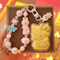 Золотая подвеска hellokitty с милым котом из чистого золота 999 карат, брелок для ключей с котом, подарок на день рождения