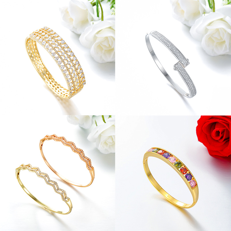 Xuping Europa y los Estados Unidos comercio exterior transfronterizo temperamento de moda personalidad simple pulsera de aleación de cobre elegante joyería de lujo ligera al por mayor mujeres