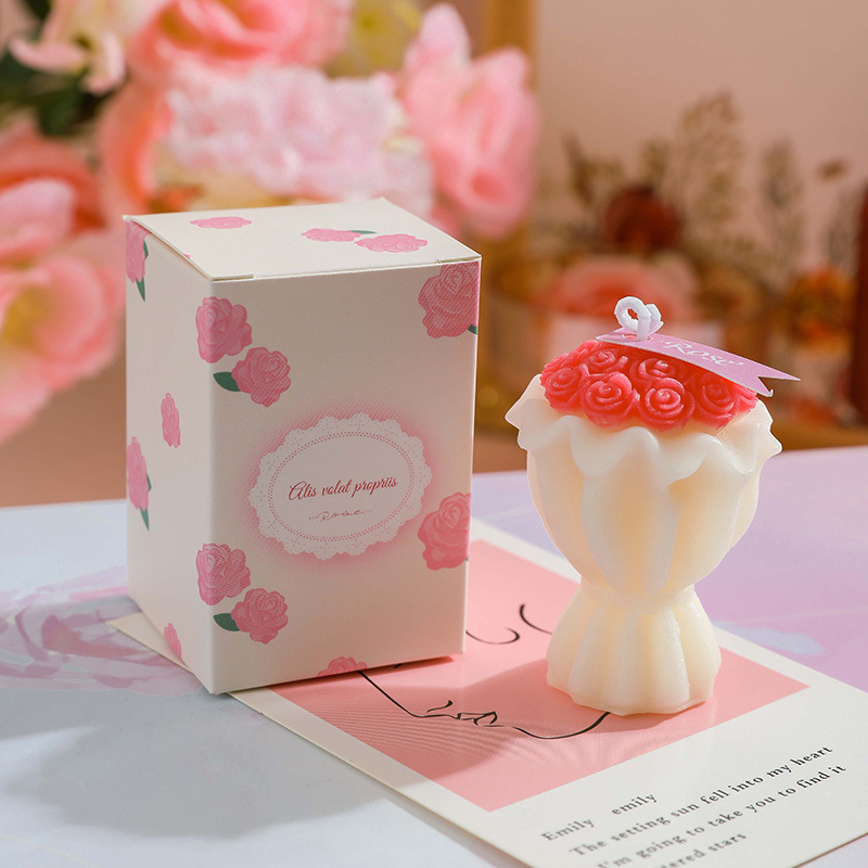 中国のバレンタインデーのギフト、結婚式の記念品、手作りのクリエイティブな手持ちの花の形の装飾品、親友へのアロマセラピーキャンドル|undefined