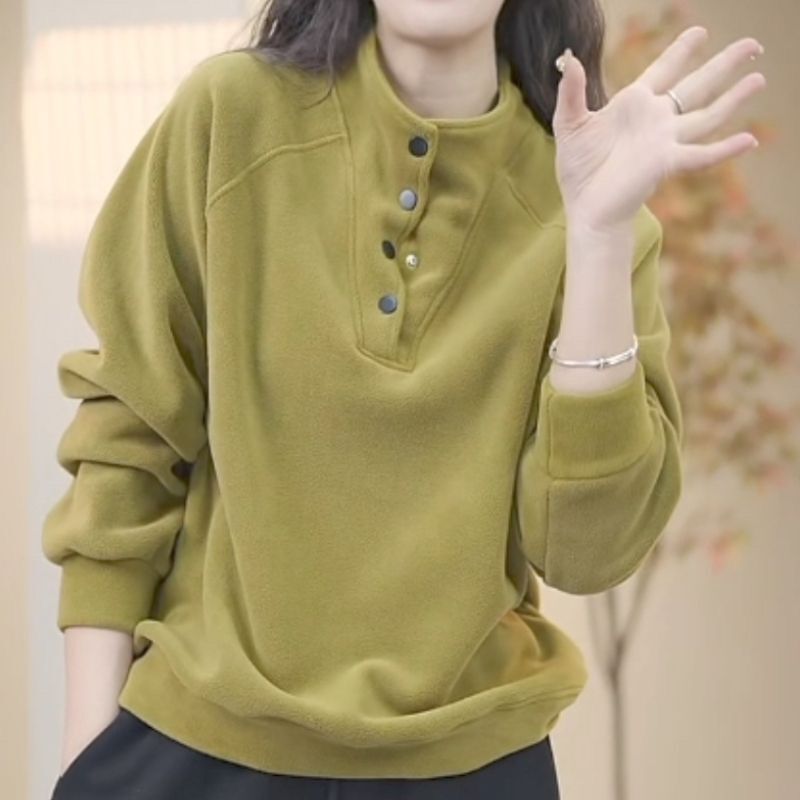 Melard Stand Collar Sweatshirt Autumn and Winter Pullover New Fashion Casual Versatile Base Shirt Top Outerwear Trendy