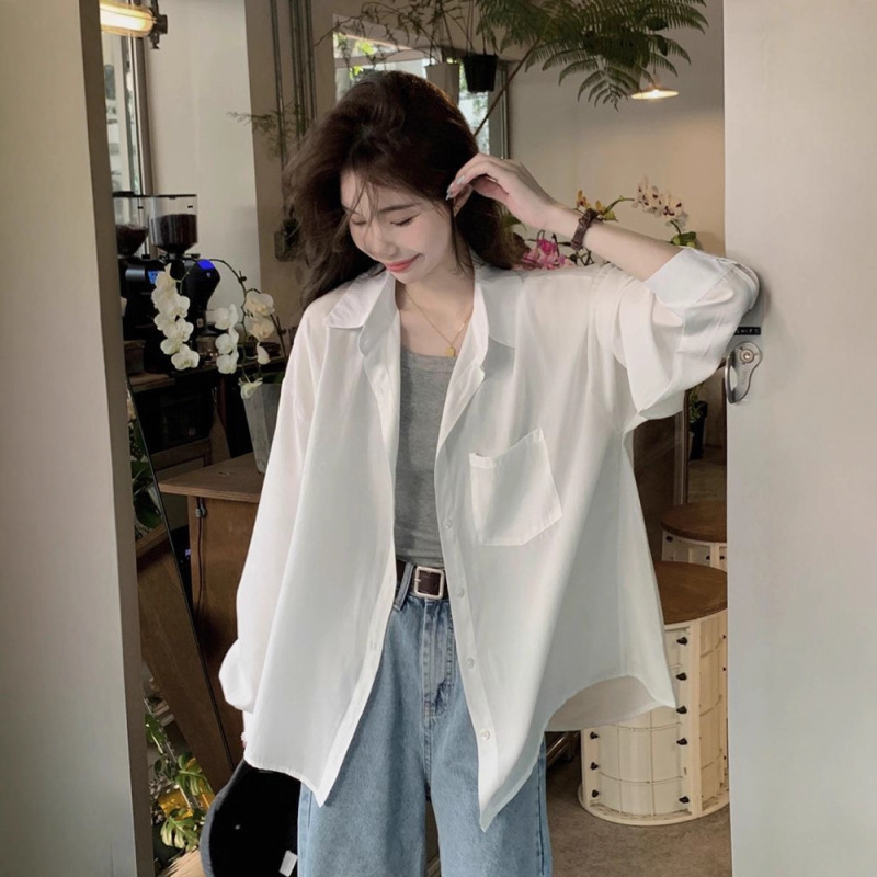 White Cotton Sun Protection Shirt for Women 2025 Summer Cardigan with Thin Shirt Loose Jacket Long-Sleeved Top White Cotton Sun Protection Shirt for Women 2025 Summer Cardigan with Thin Shirt Loose Jacket Long-Sleeved Top