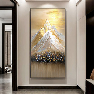 Luxury High-End Entrance Decorative Painting of the Dafen Village, Shandong, with a Hand-Painted Vertical Texture for Corridor or Hallway