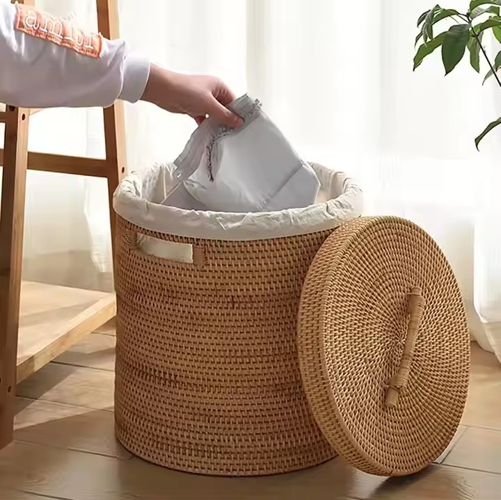 Vietnam Rattan Woven Dirty Clothes Basket Dirty Clothes Storage Basket Household Laundry Basket Dirty Clothes Basket Storage Barrel Woven Basket