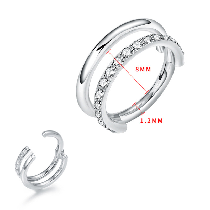 One-sided design earrings with zircon stainless steel