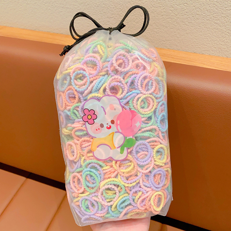 600 piezas de la banda de goma elástica para niños no lastiman el cabello del bebé lazo del pelo del pulgar banda de pelo niña cuerda de pelo