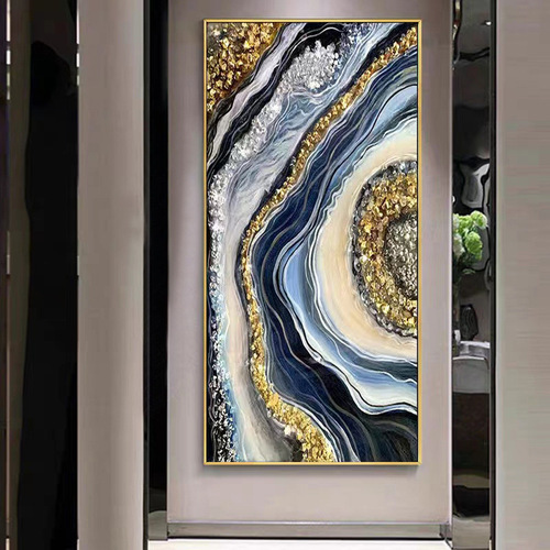 Modern high-end diamond-embedded porcelain art panel for entrance hall, foyer, and corridor—decorative living room sofa mural available in both landscape and portrait hanging styles.