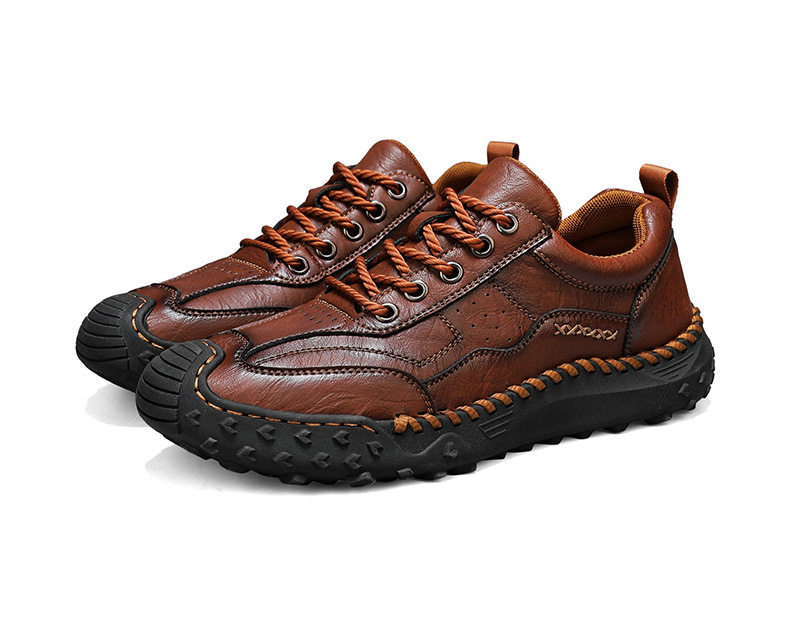 Giày lười nam da đế bằng khâu tay hở, giày slip-on cổ thấp ngoài trời cỡ lớn — 9893 nâu nhạt, 9893 nâu sẫm, 9893 đen chi tiết 24