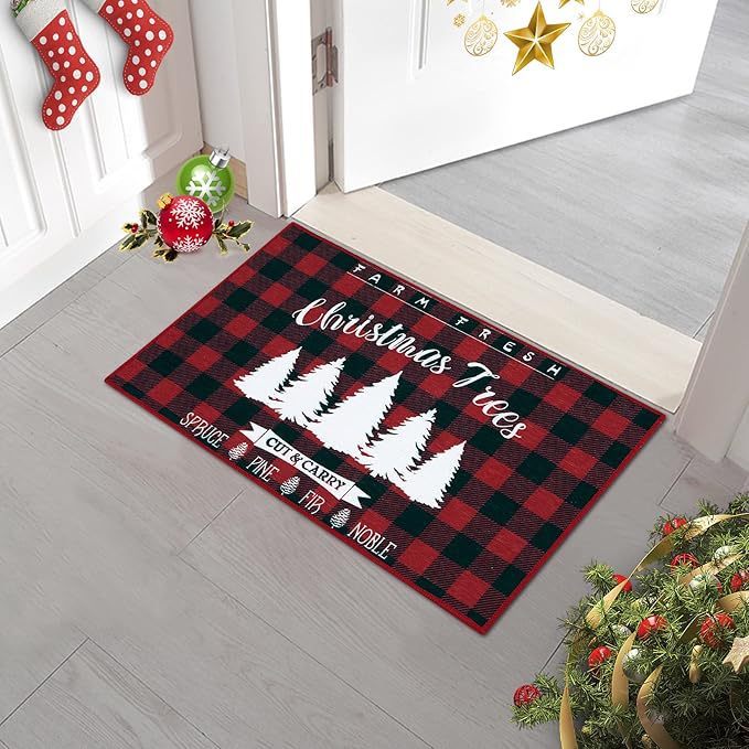 クロスボーダーアマゾン冬クリスマスツリー雪だるまフロアマットホームエントランスエントリーデコレーションドアマット浴室滑り止めフットマット|undefined