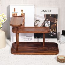 北美黑胡桃木置物架桌面手办收纳柜玄关储物架高档饰品香水展示架