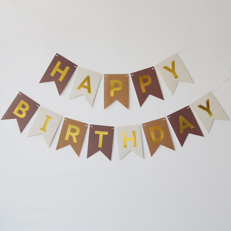 箔押し魚尾誕生日おめでとう旗happy birthdayパーティー装飾誕生日おめでとうバナー花|undefined
