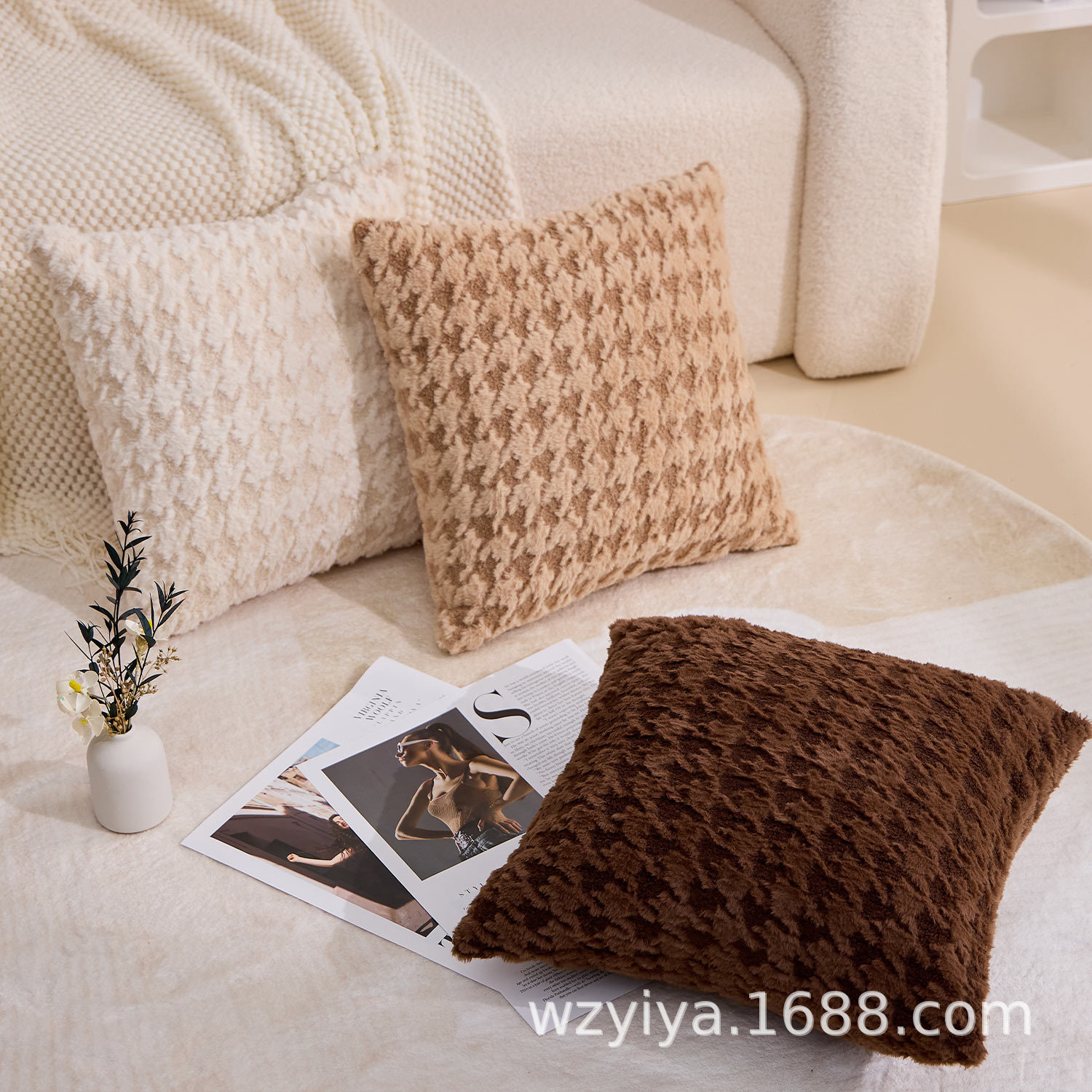 Mil almohadas nórdicas simples ins sala de estar sofá modelo jacquard retro almohada de decoración bordada