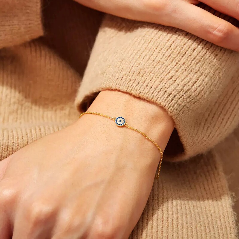 S925 Sterling Silver Blue Devil's Eye Bracelet, Fashionable and Elegant, Light Luxury Style, Simple Sterling Silver Bracelet Jewelry Wholesale