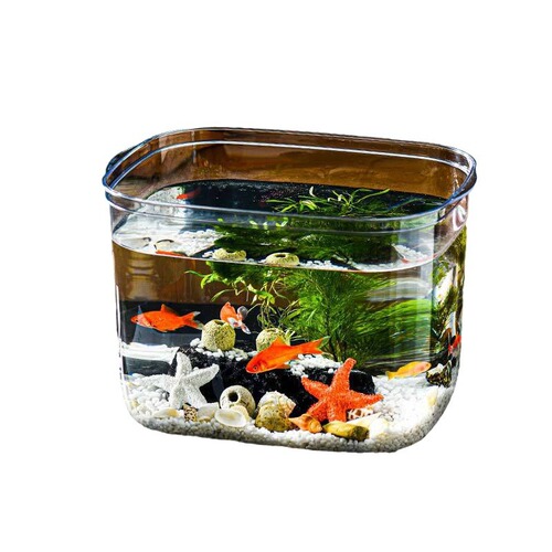 Fish tank aquarium lazy transparent hot-bent goldfish tank living room balcony household small and medium-sized ecological desktop tank plastic