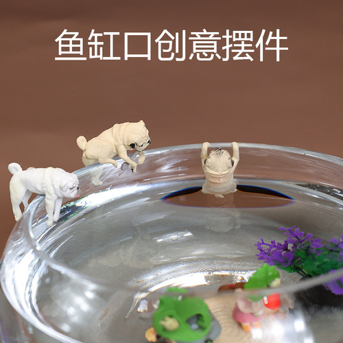 Fish tank landscaping ornaments, round fish tank edge decorations, dolls, grass tank landscaping, small tank outdoor creative landscaping