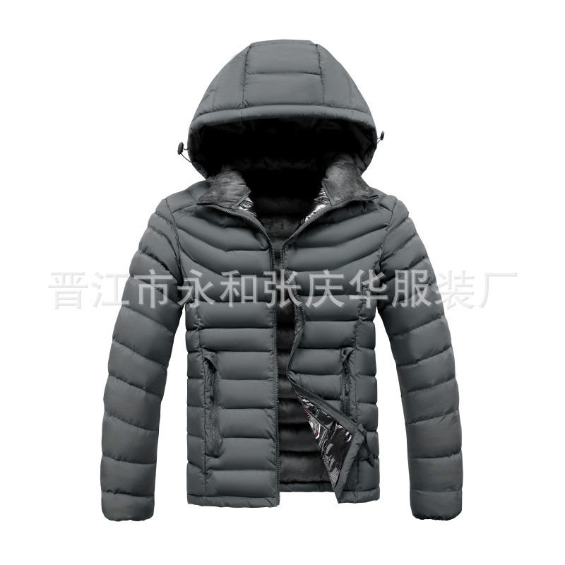 Cross-border 50d alta costilla elástica ropa de los hombres de lana forrada engrosada chaqueta de algodón con capucha de algodón raqueta de algodón europeo y americano comercio exterior al por mayor