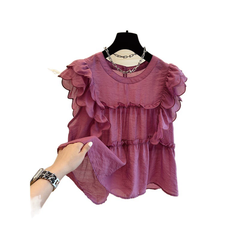 Летняя рубашка, милый кукольный безрукавный топ, футболка, плюс размер, французский стиль, с рукавом