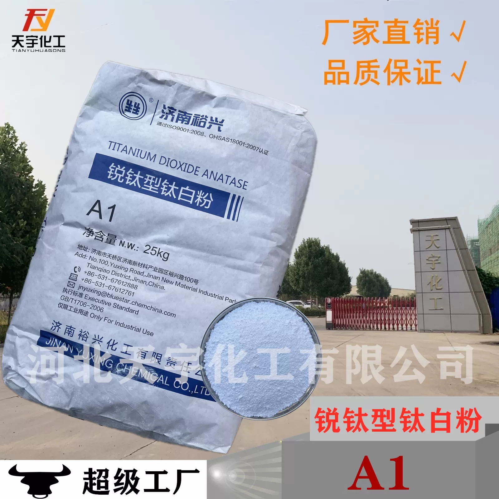 【裕兴】锐钛型钛白粉A1二氧化钛白颜料涂料塑料橡胶增白剂高白