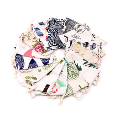 8 x 10 cm Cotton Drawstring Bag with Blue Whale Print, Geometric Minimalist Design, Perfect for Gifts and Jewelry