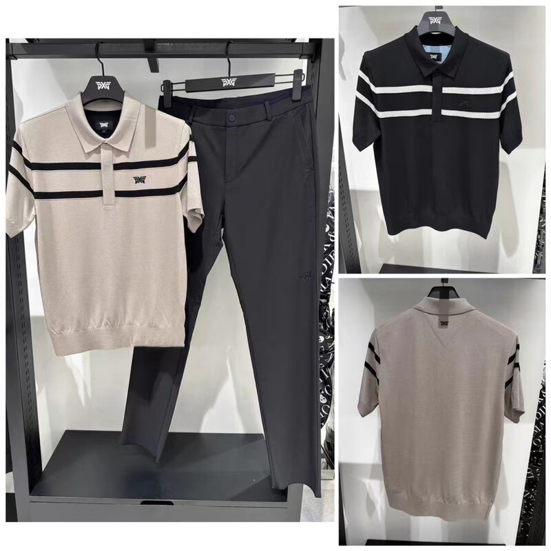 Golf Men's Summer Cool Lapel Knitwear Sweat-Absorbent Sports Casual Stretch Jersey Golf Clothing