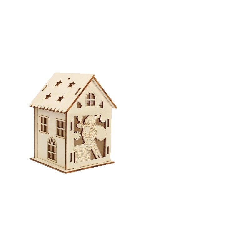 圣诞节装饰品木质小木屋创意圣诞树摆件儿童DIY涂鸦3D圣诞屋装饰|undefined