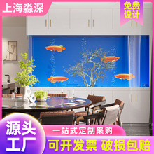 亚克力海鲜池落地定制超白玻璃生态中大型海鲜池造景厂家定制