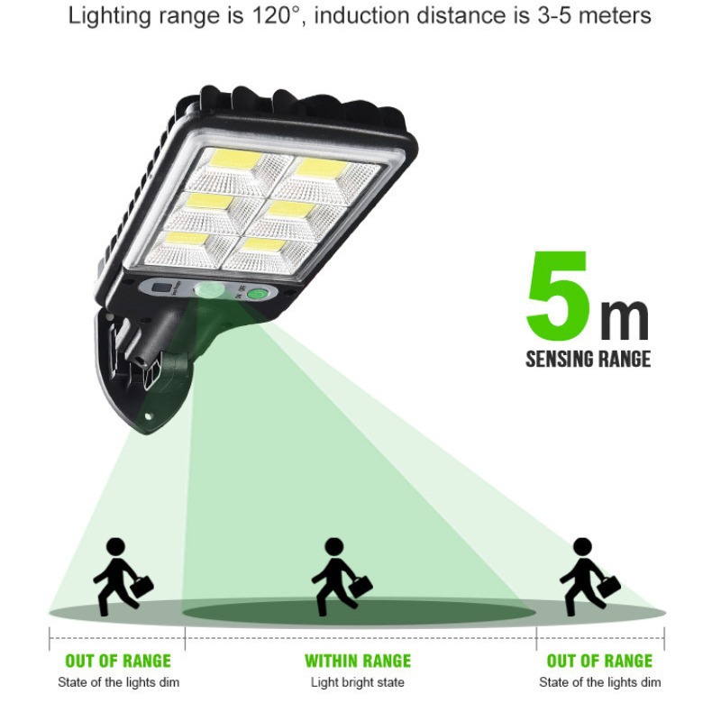 Lámpara solar LED de aluminio para exterior, con sensor de movimiento y control remoto, impermeable, ideal para jardín o patio