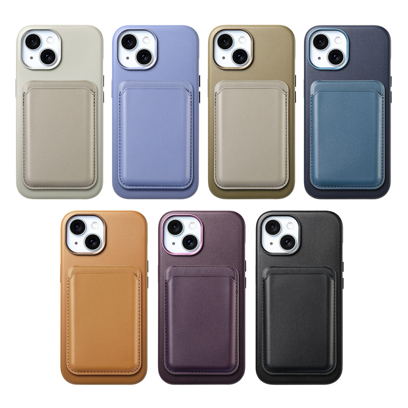 Suitable for Apple 18 Phone Cases, Official Magnetic Leather Protective Case with Magsafe Stand and Card Holder Set