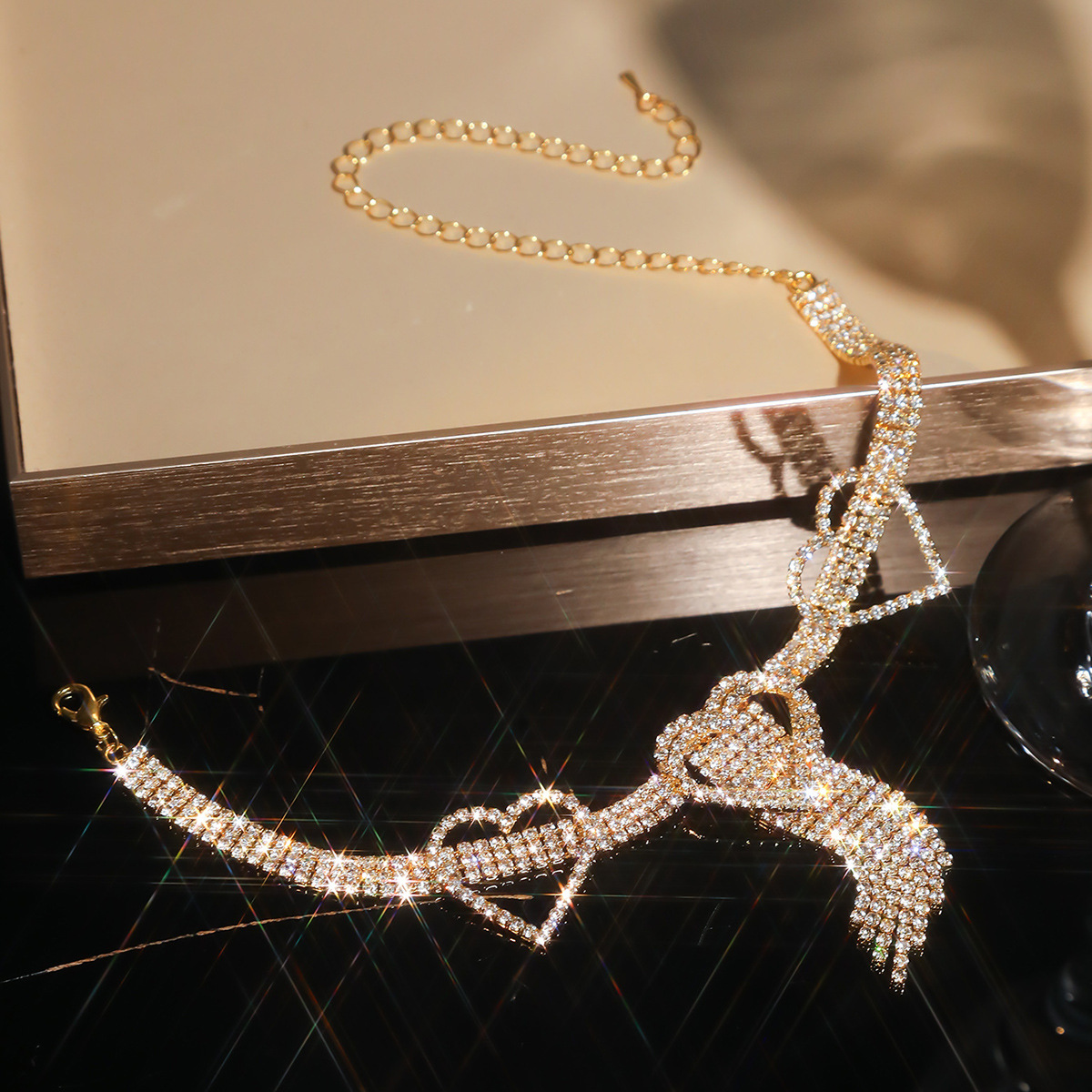 Accesorios de moda populares europeos y estadounidenses con diamantes de diamante llenos de diamantes de amor de tobillo de bordas fabricantes de mujeres al por mayor