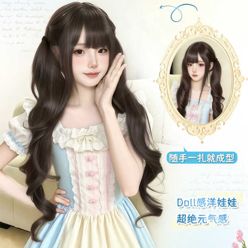 甜美少女罗马卷 马尾假发女【Loita双马尾】自然仿真发辫子假马尾|undefined