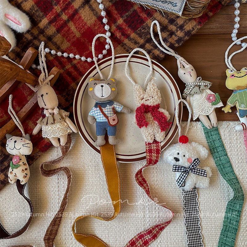 New Korean Cartoon Fabric Bear Hair Accessories Storage Belt Children's Pendant Lace Room Decoration Accessories Hairband