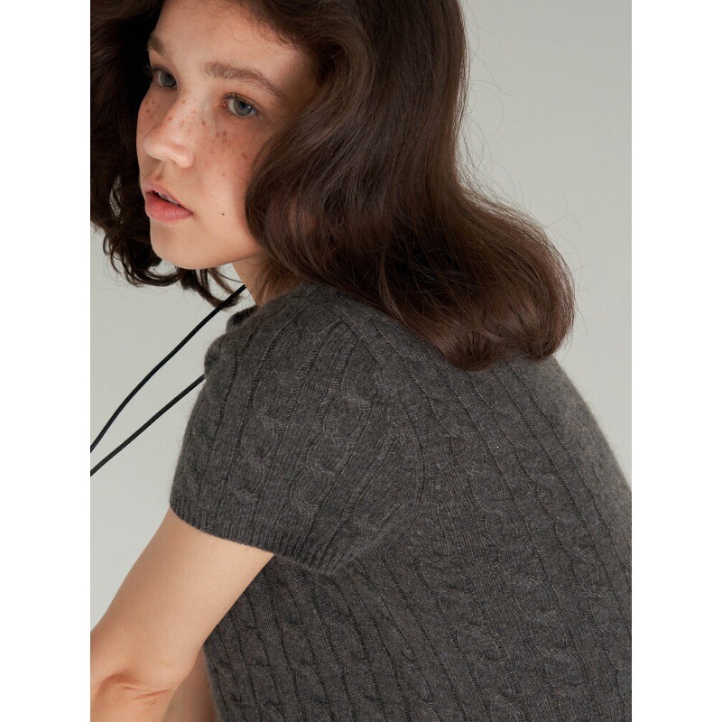 Buy Me a Fridays Spring/Summer Soft Wool Casual Crew Neck Cable Knit Short Sleeve Shirt Buy Me a Fridays Spring/Summer Soft Wool Casual Crew Neck Cable Knit Short Sleeve Shirt
