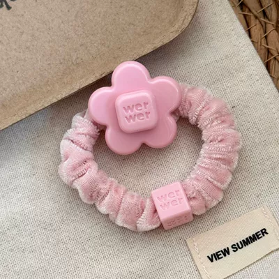 Saç üçün rezinlər – bow hair tie, acetate hair - pink-circle-small-flowers