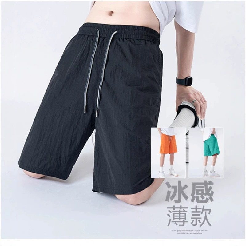 Летние повседневные шорты мужские шнурки свободные дикие быстрые сухие водонепроницаемые укороченные брюки конфеты цвета пляжные брюки пара